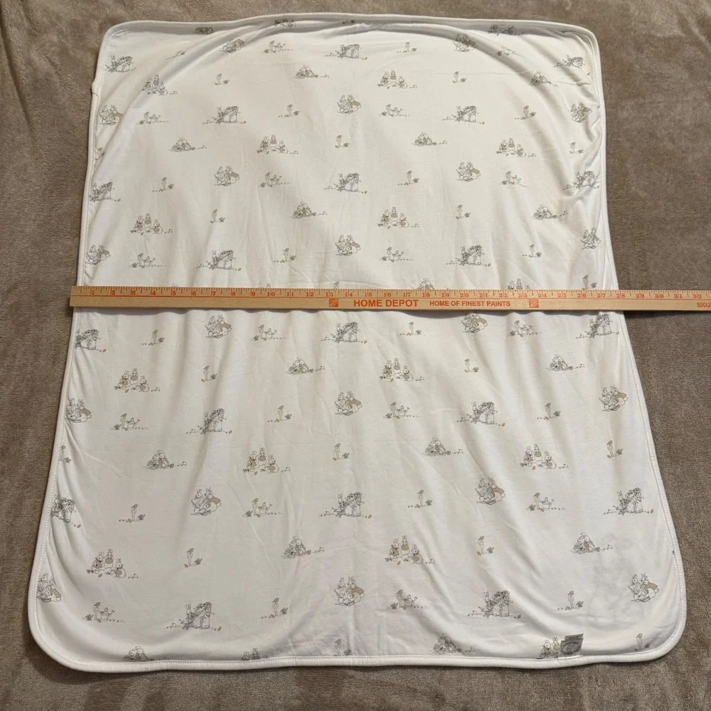 Beatrix Potter Peter Rabbit Baby Blanket Ivory Fleece Cotton Reversible 28x34